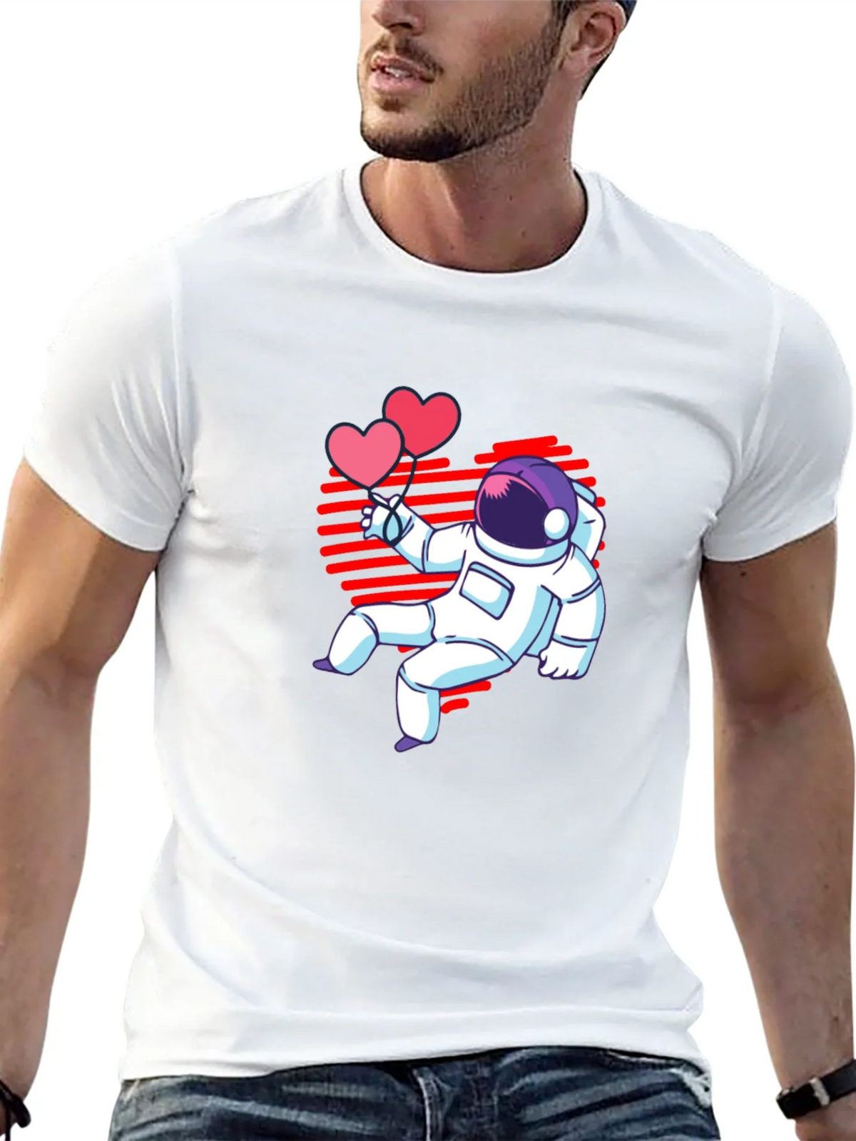 Astronaut Heart Balloons Graphic T-Shirt product image 12