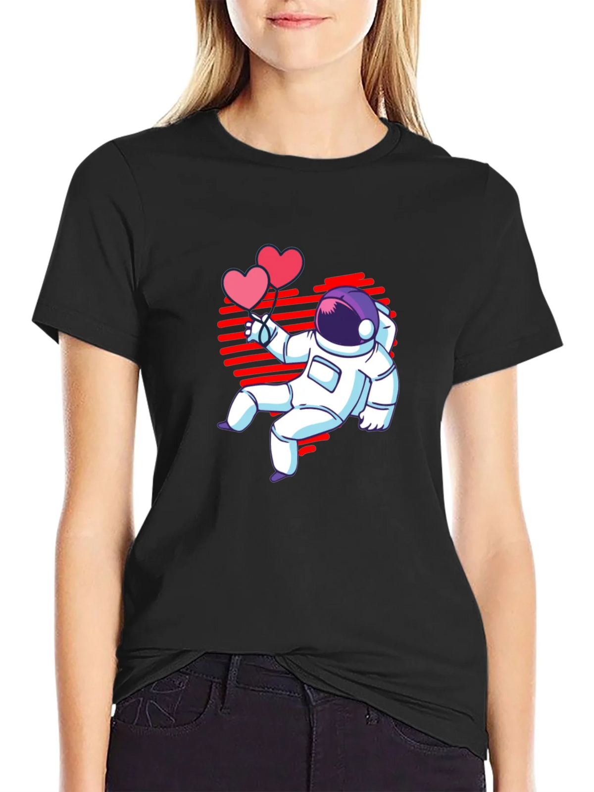 Astronaut Heart Balloons Graphic T-Shirt product image 2