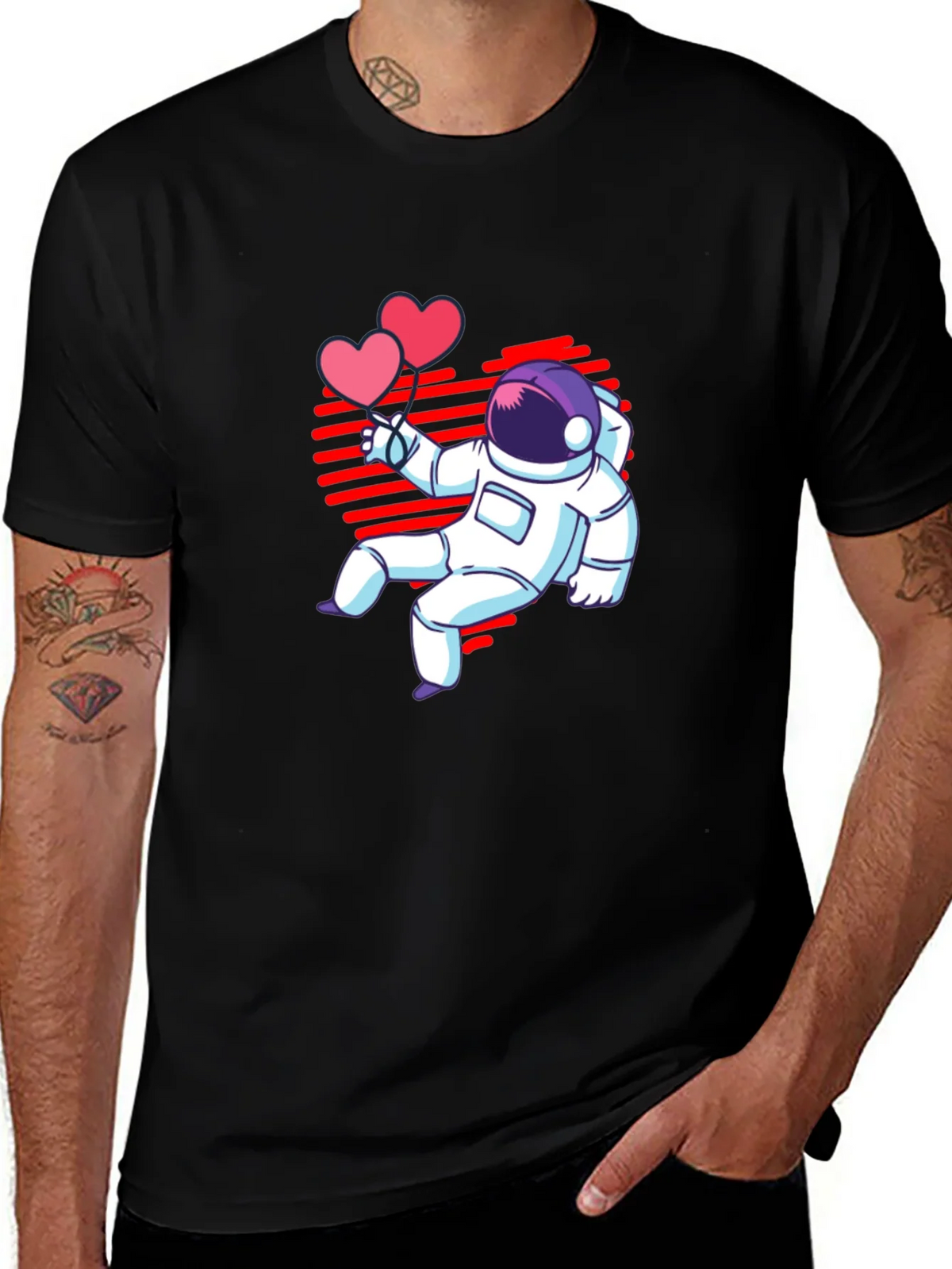 Astronaut Heart Balloons Graphic T-Shirt product image 1