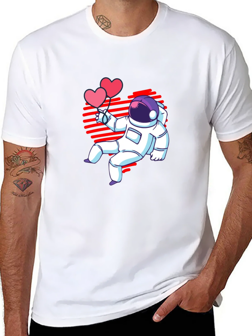 Astronaut Heart Balloons Graphic T-Shirt product image 7