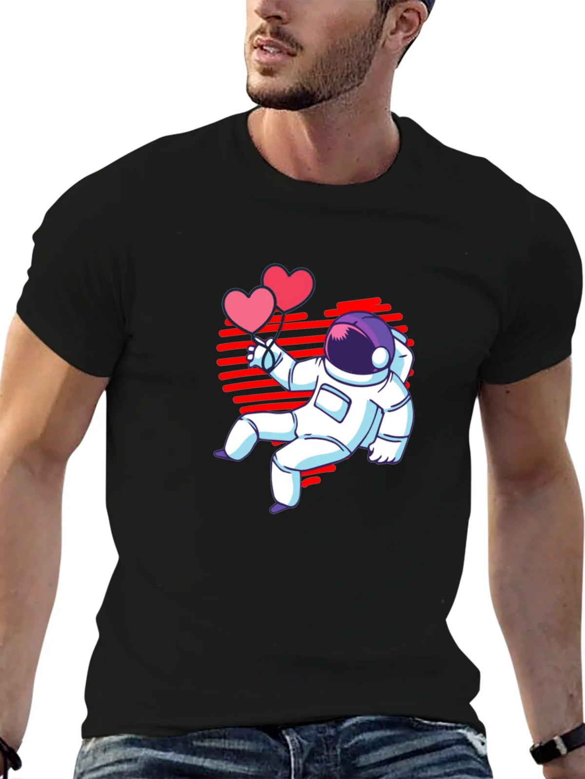 Astronaut Heart Balloons Graphic T-Shirt product image 6