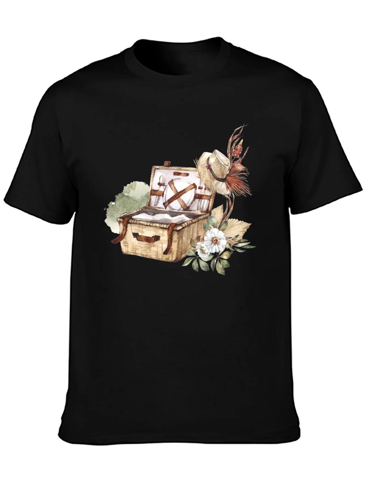 Picnic Basket Graphic Tee - Casual Black T-Shirt product image 3