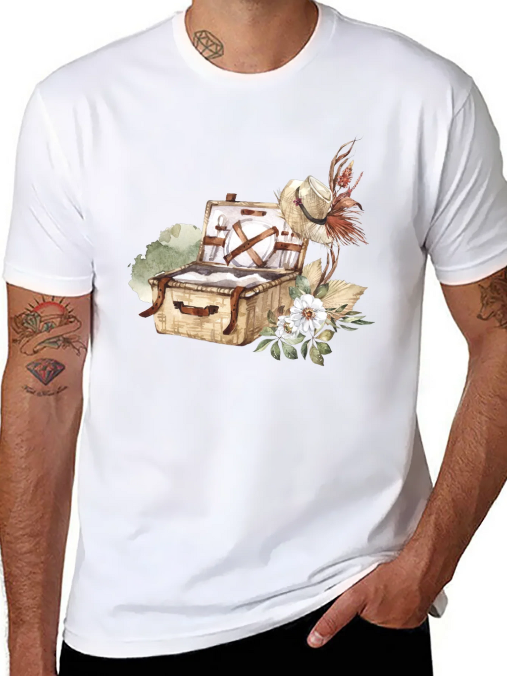 Picnic Basket Graphic Tee - Casual Black T-Shirt product image 7