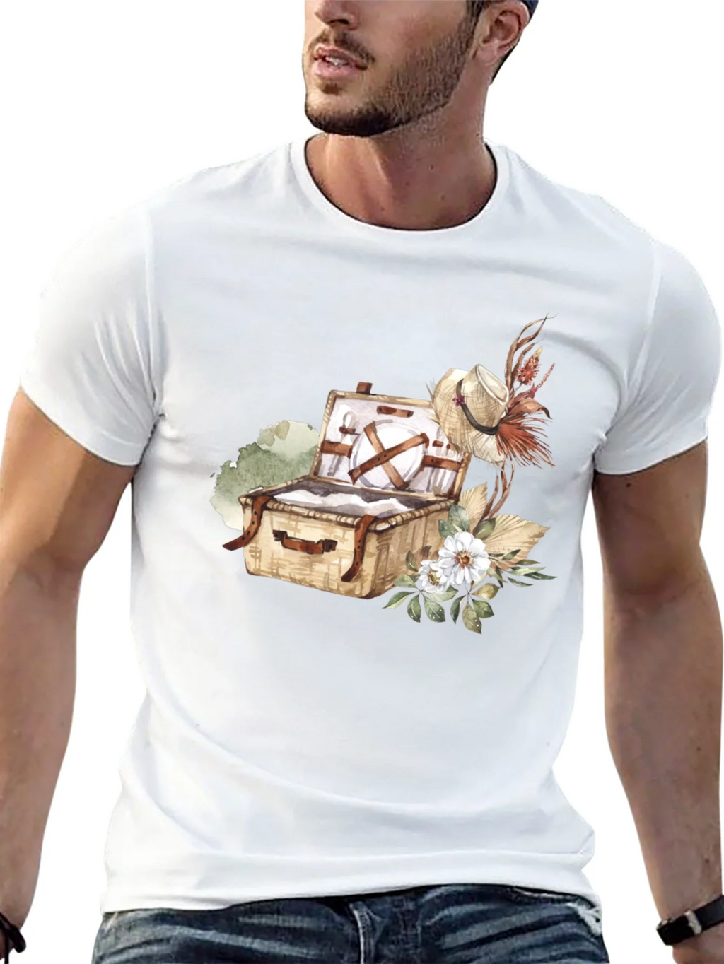 Picnic Basket Graphic Tee - Casual Black T-Shirt product image 12