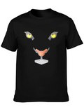 Abstract Geometric Panther Face Graphic Tee product image 1