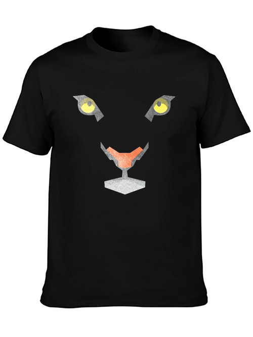 Abstract Geometric Panther Face Graphic Tee product image 1