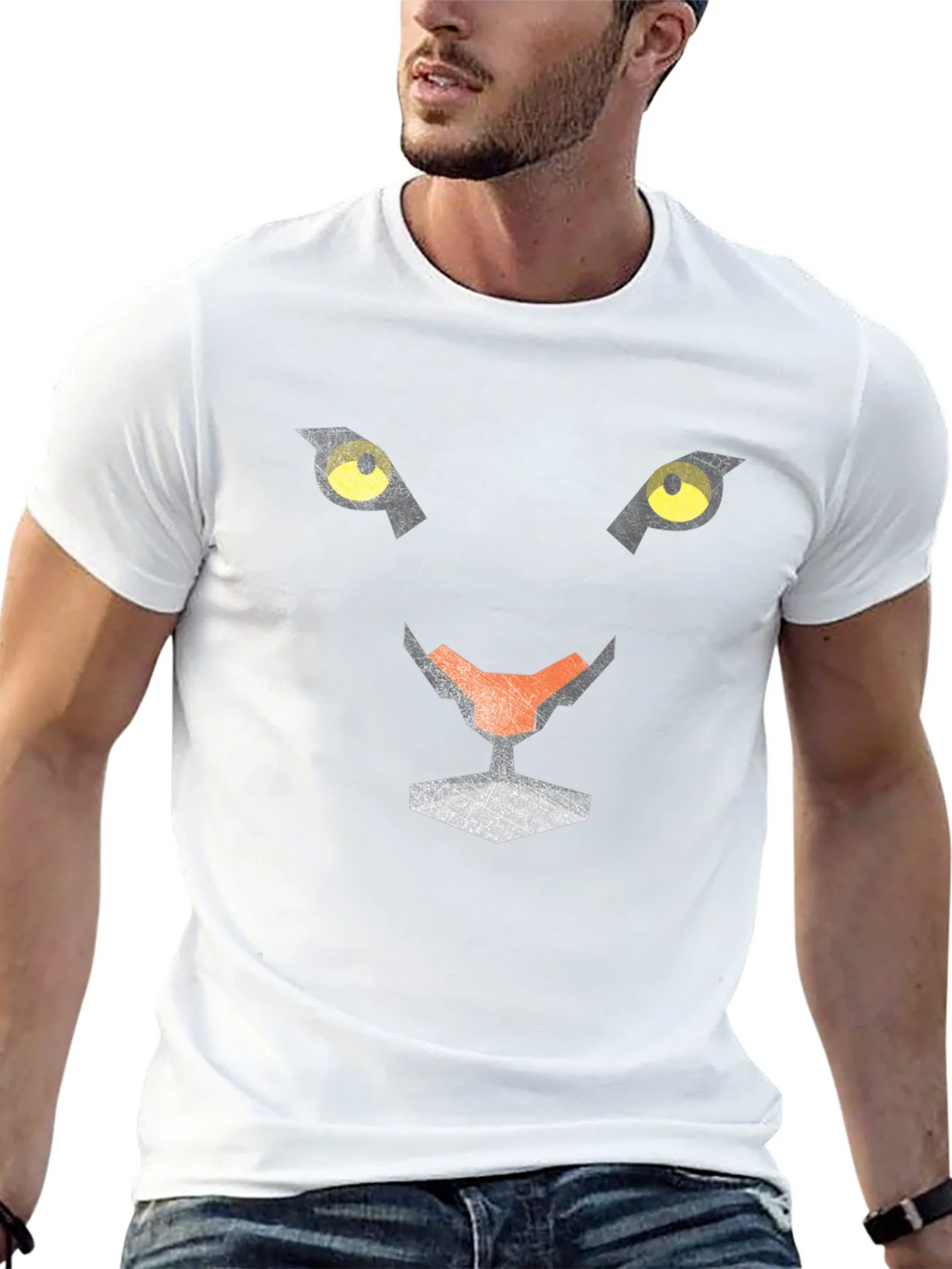 Abstract Geometric Panther Face Graphic Tee product image 5
