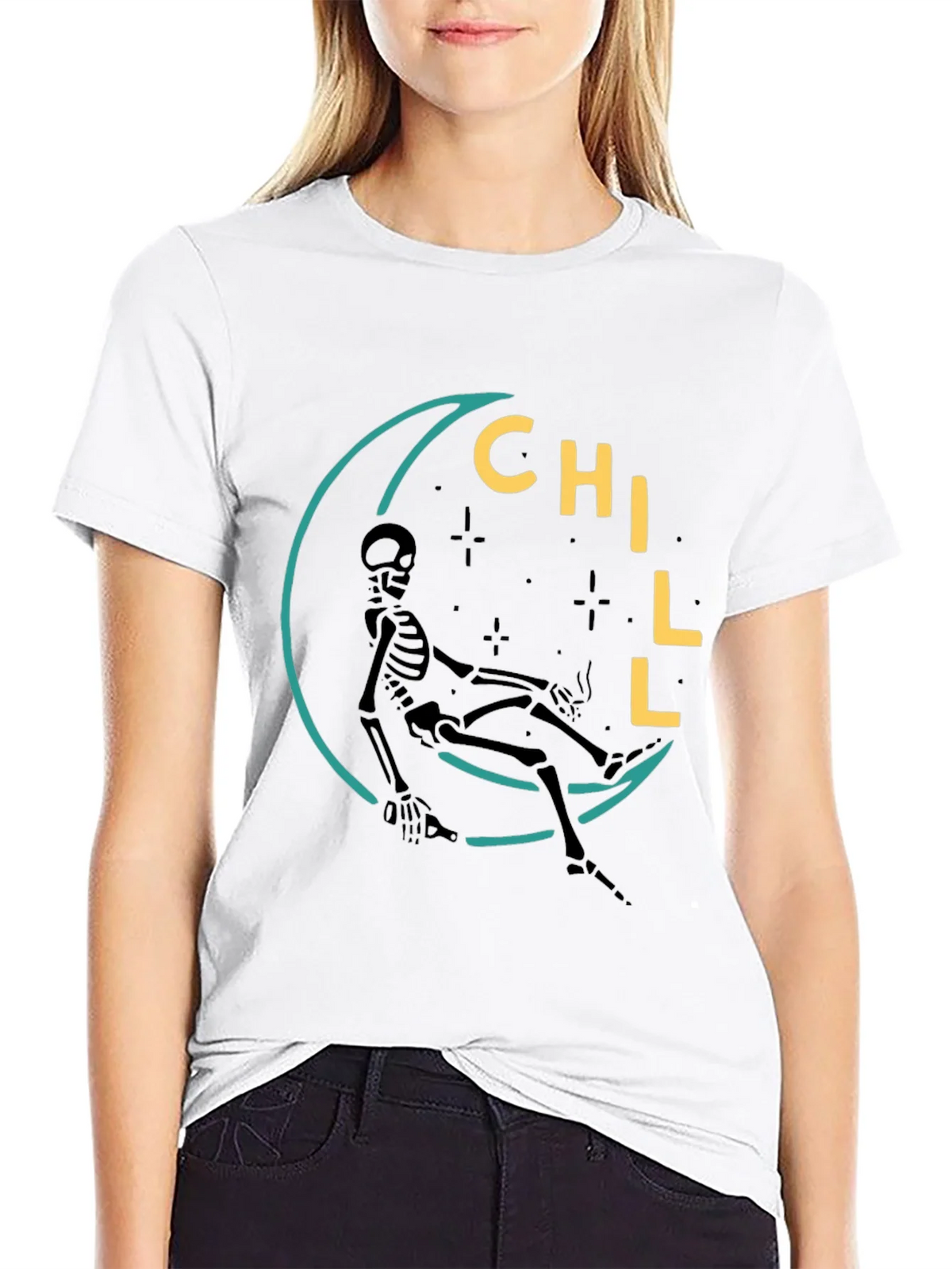Chill Skeleton Moon Graphic Tee - Relaxed Fit product image 8