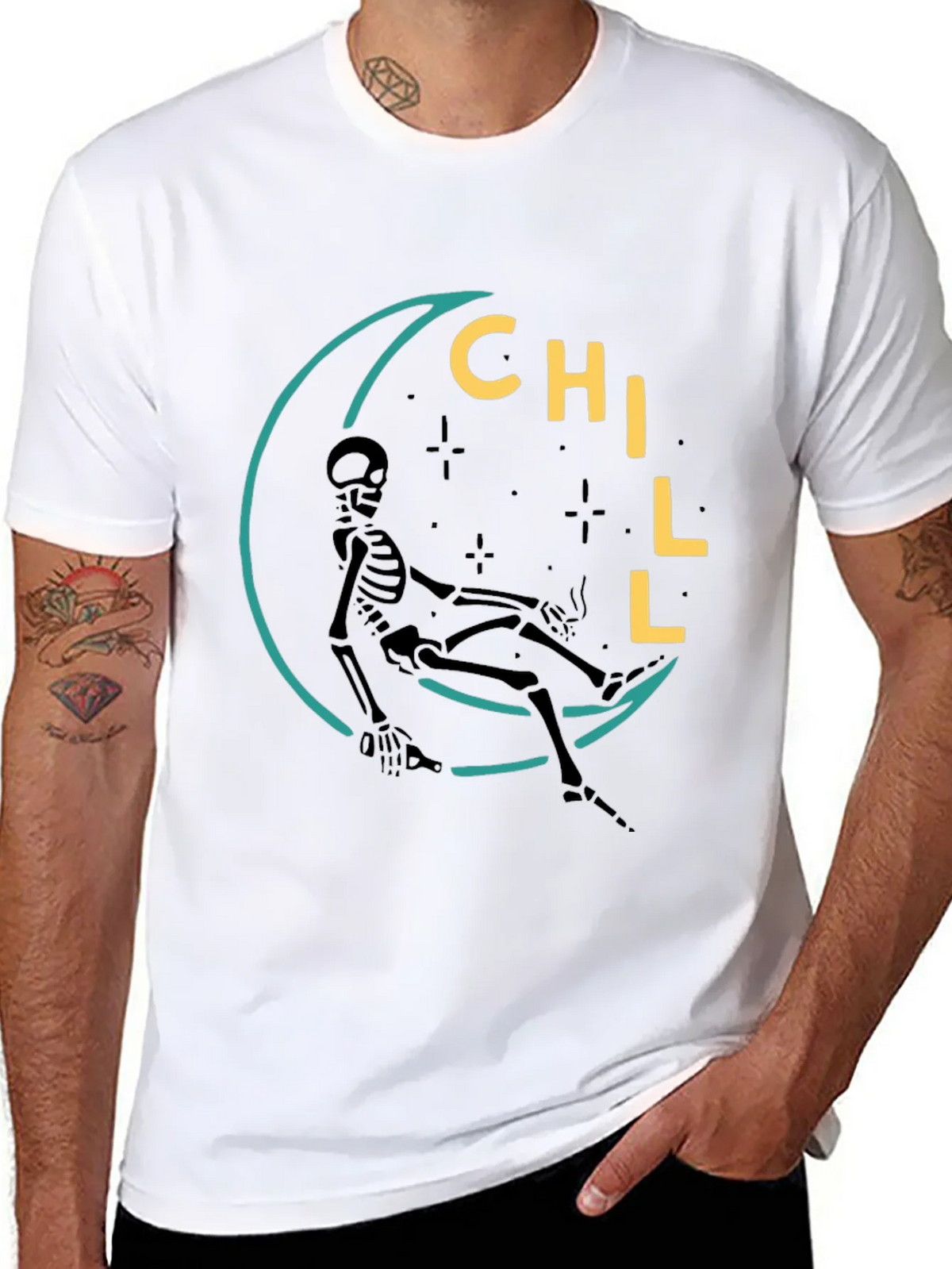 Chill Skeleton Moon Graphic Tee - Relaxed Fit product image 7