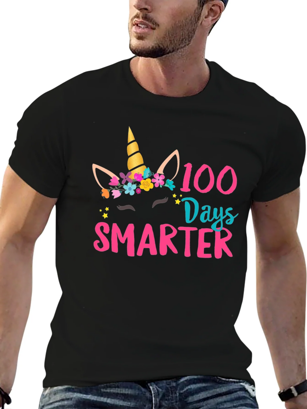 100 Days Smarter Unicorn Graphic T-Shirt product image 6