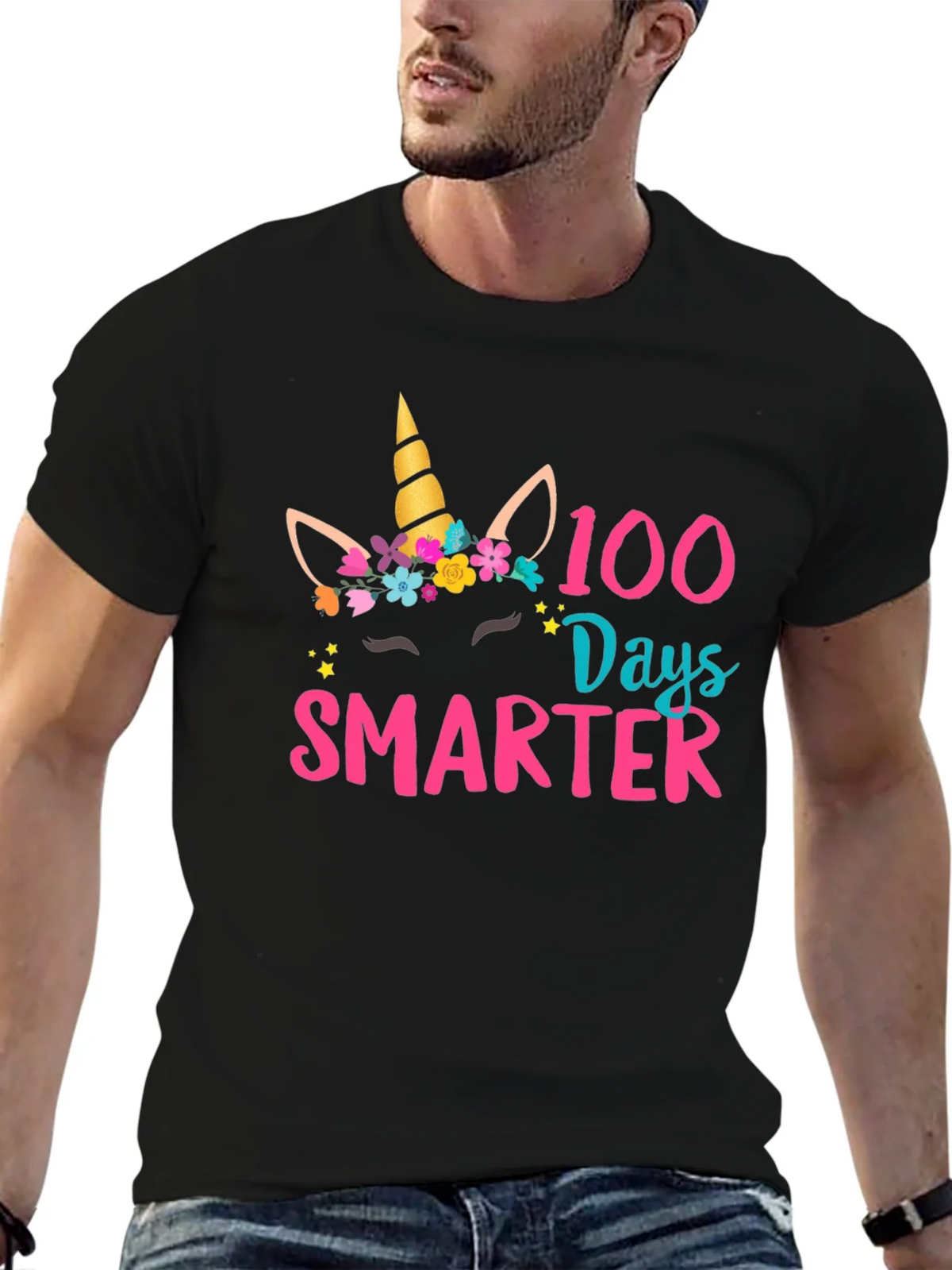 100 Days Smarter Unicorn Graphic T-Shirt product image 6