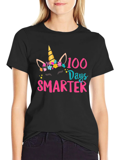 100 Days Smarter Unicorn Graphic T-Shirt product image 2