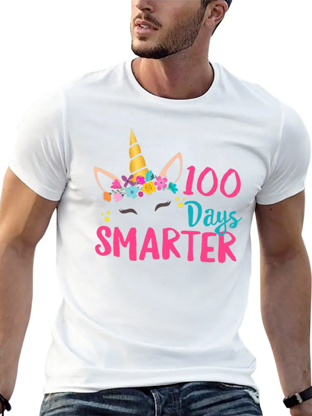 100 Days Smarter Unicorn Graphic T-Shirt product image 12
