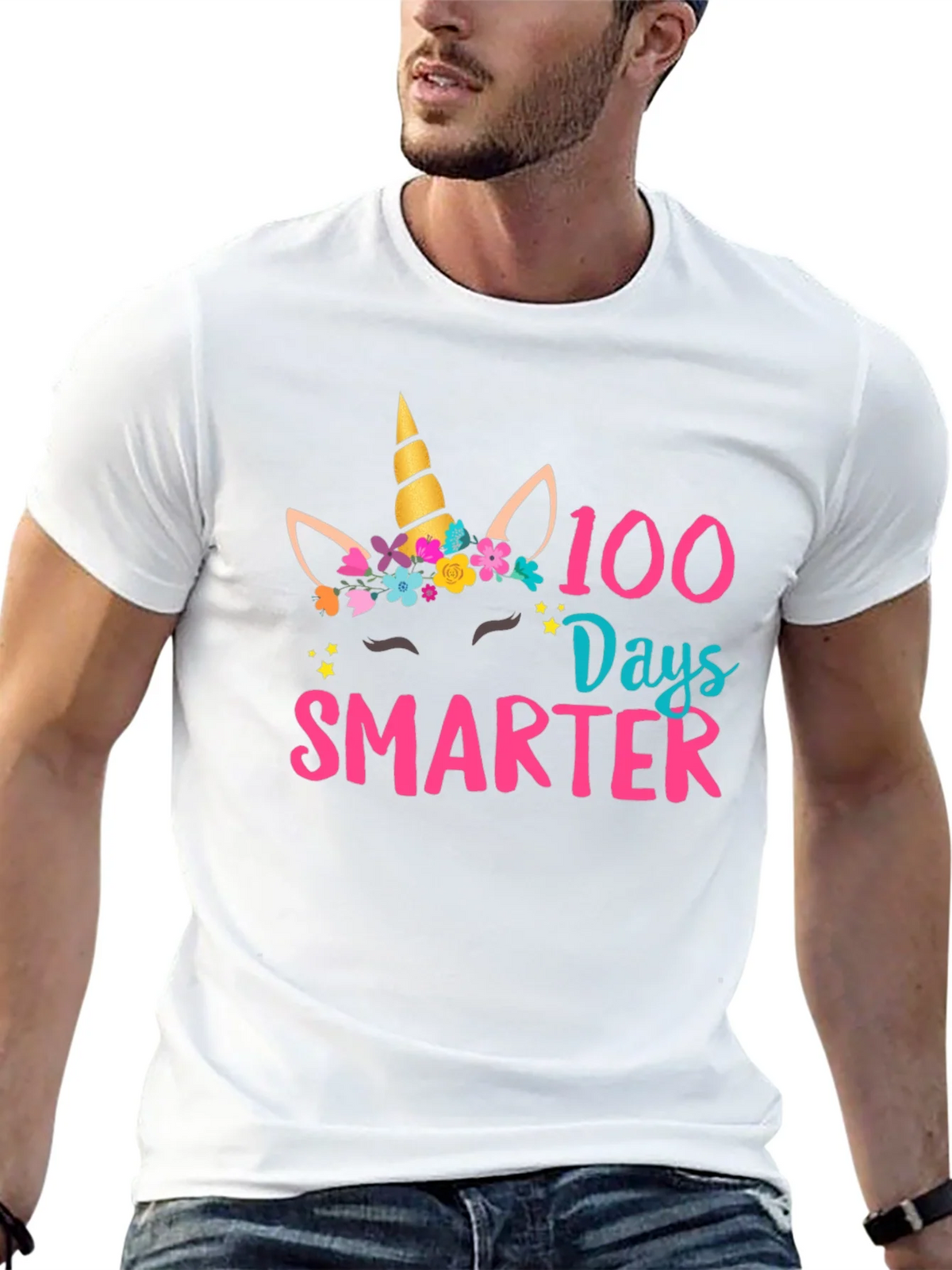100 Days Smarter Unicorn Graphic T-Shirt product image 12