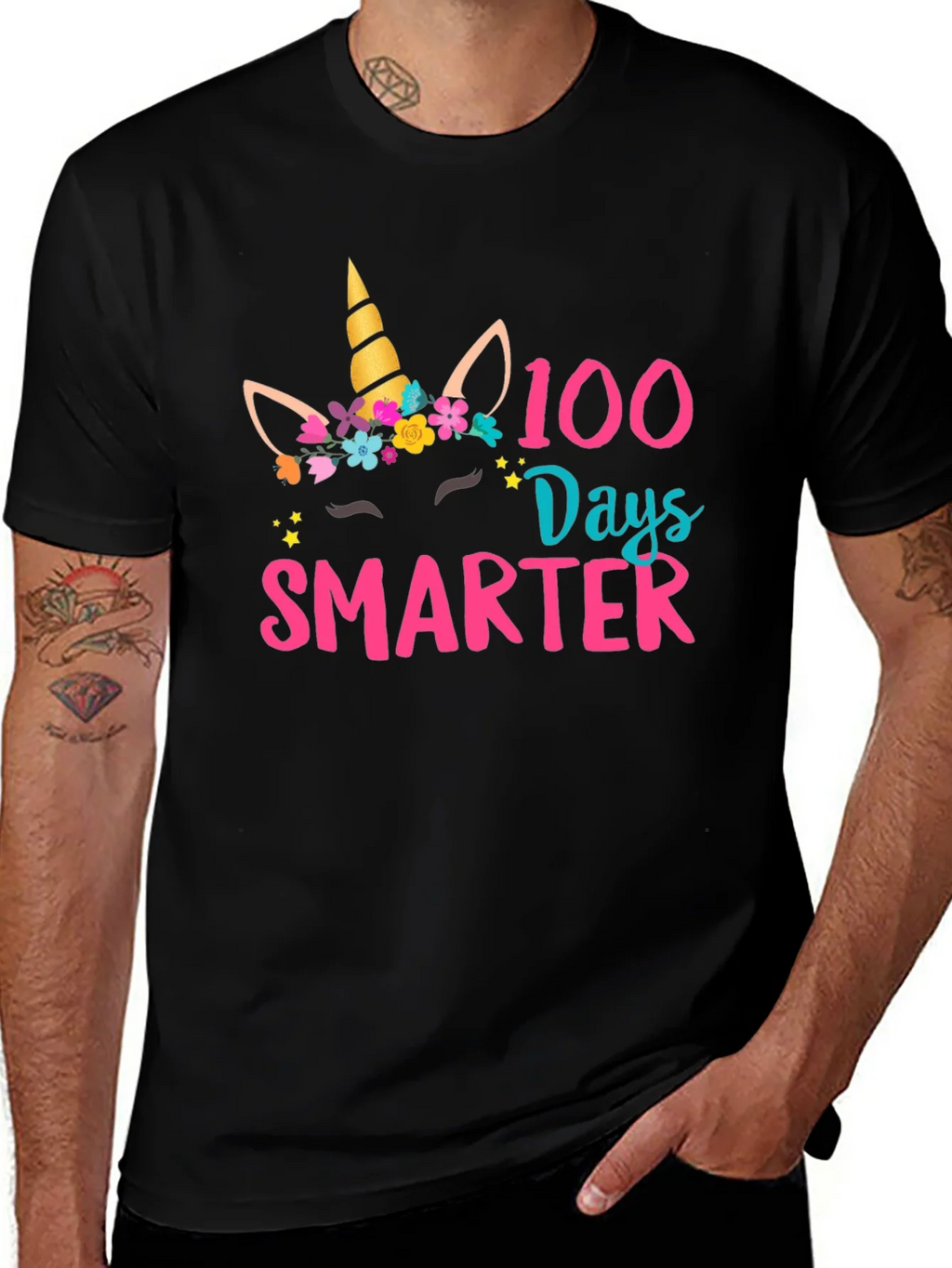 100 Days Smarter Unicorn Graphic T-Shirt product image 1