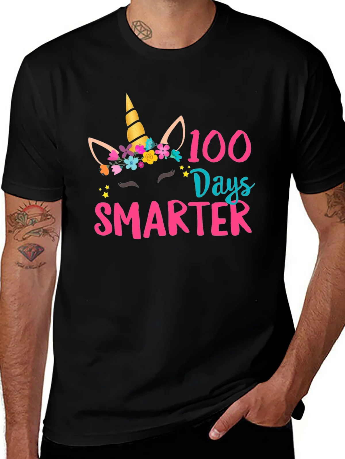 100 Days Smarter Unicorn Graphic T-Shirt product image 1