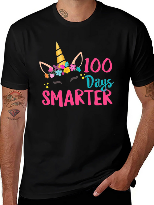 100 Days Smarter Unicorn Graphic T-Shirt product image 1