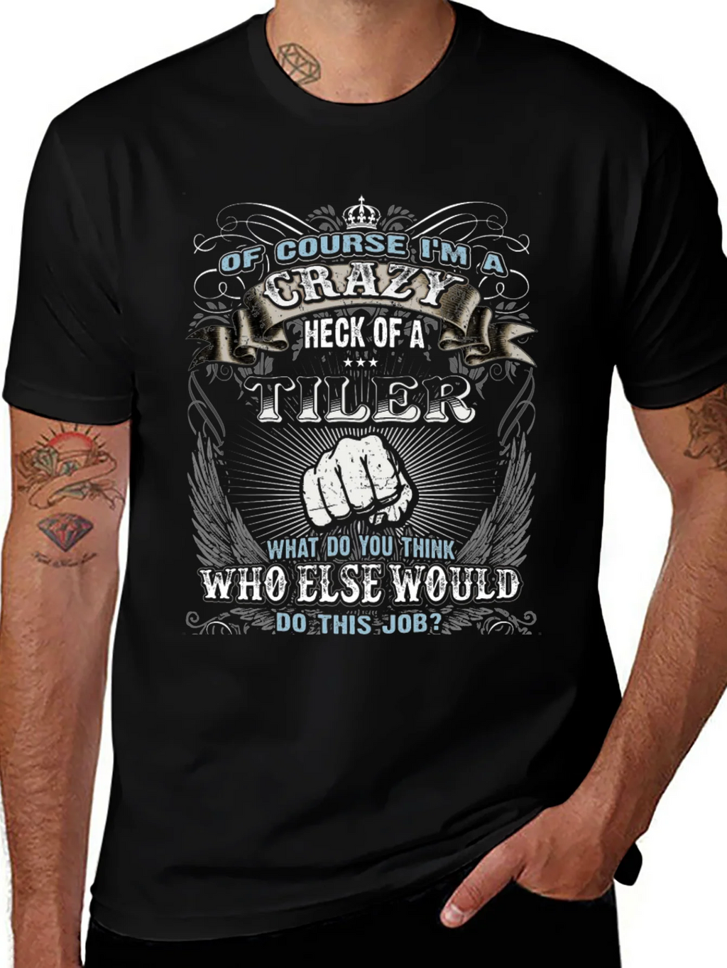 Crazy Tiler Graphic Tee - Black Cotton product image 1