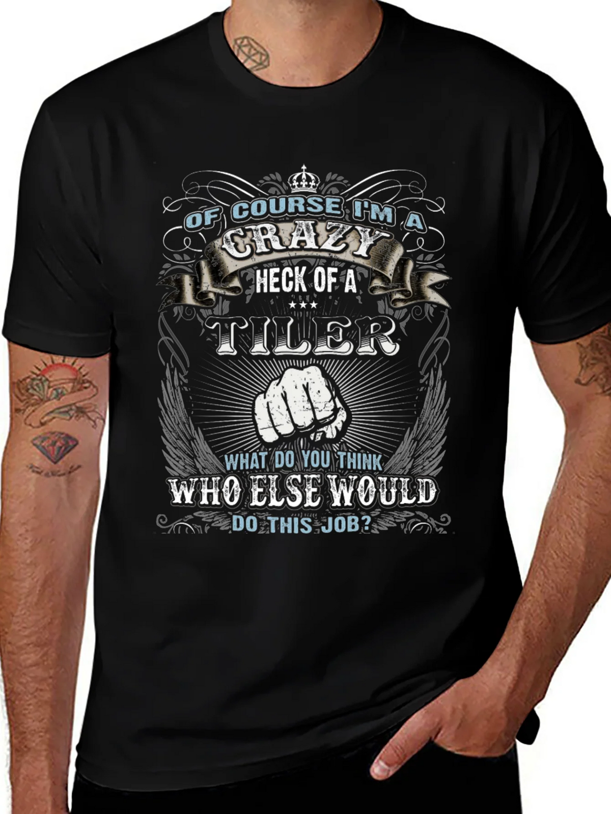 Crazy Tiler Graphic Tee - Black Cotton product image 1