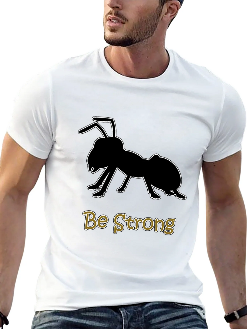 Be Strong Ant Graphic T-Shirt - Black Cotton Tee product image 12