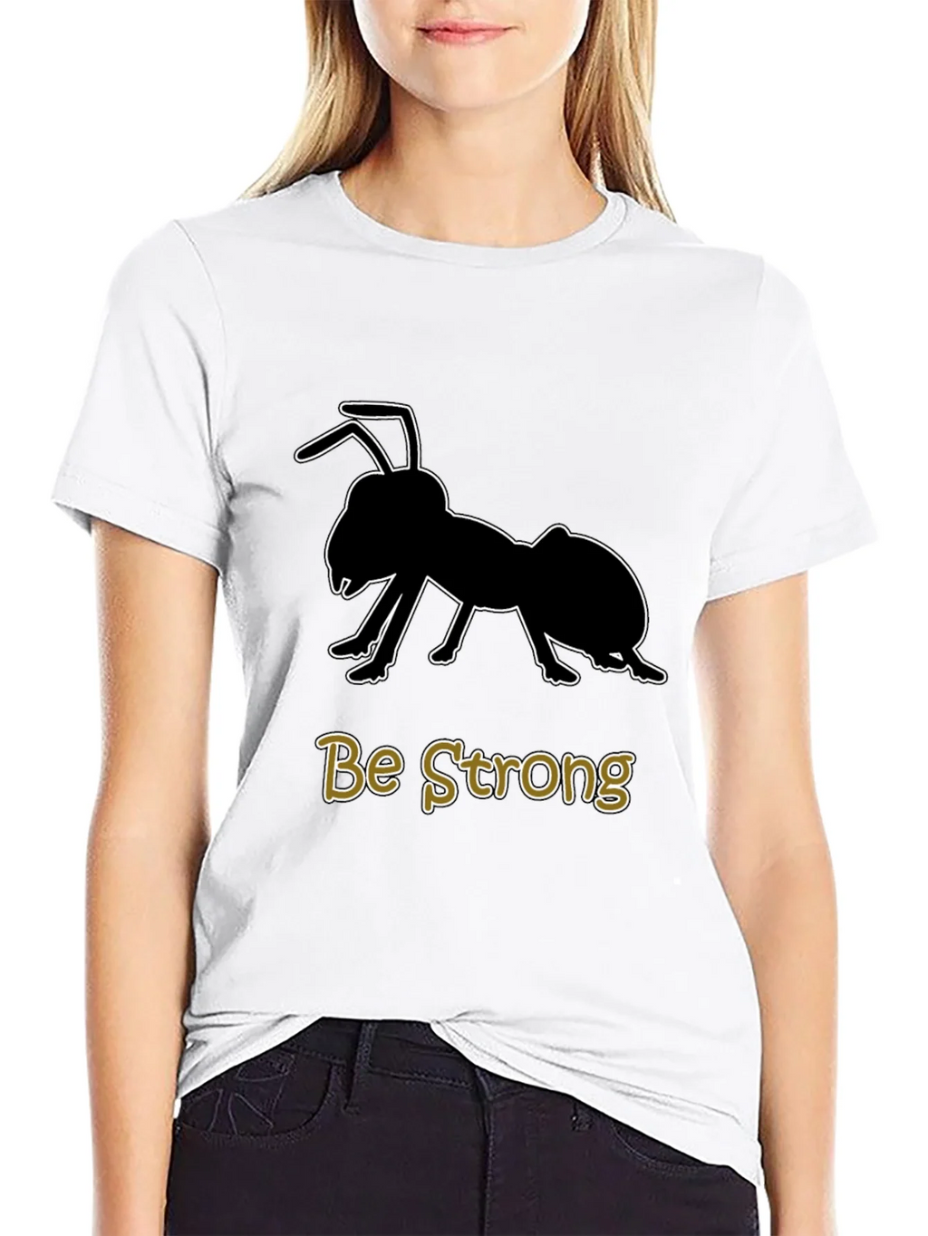Be Strong Ant Graphic T-Shirt - Black Cotton Tee product image 8