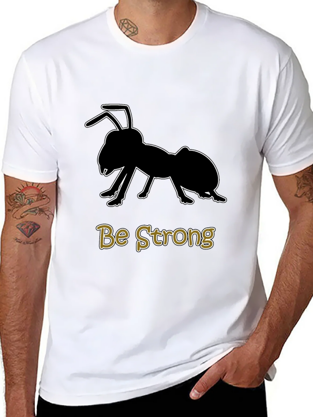 Be Strong Ant Graphic T-Shirt - Black Cotton Tee product image 7