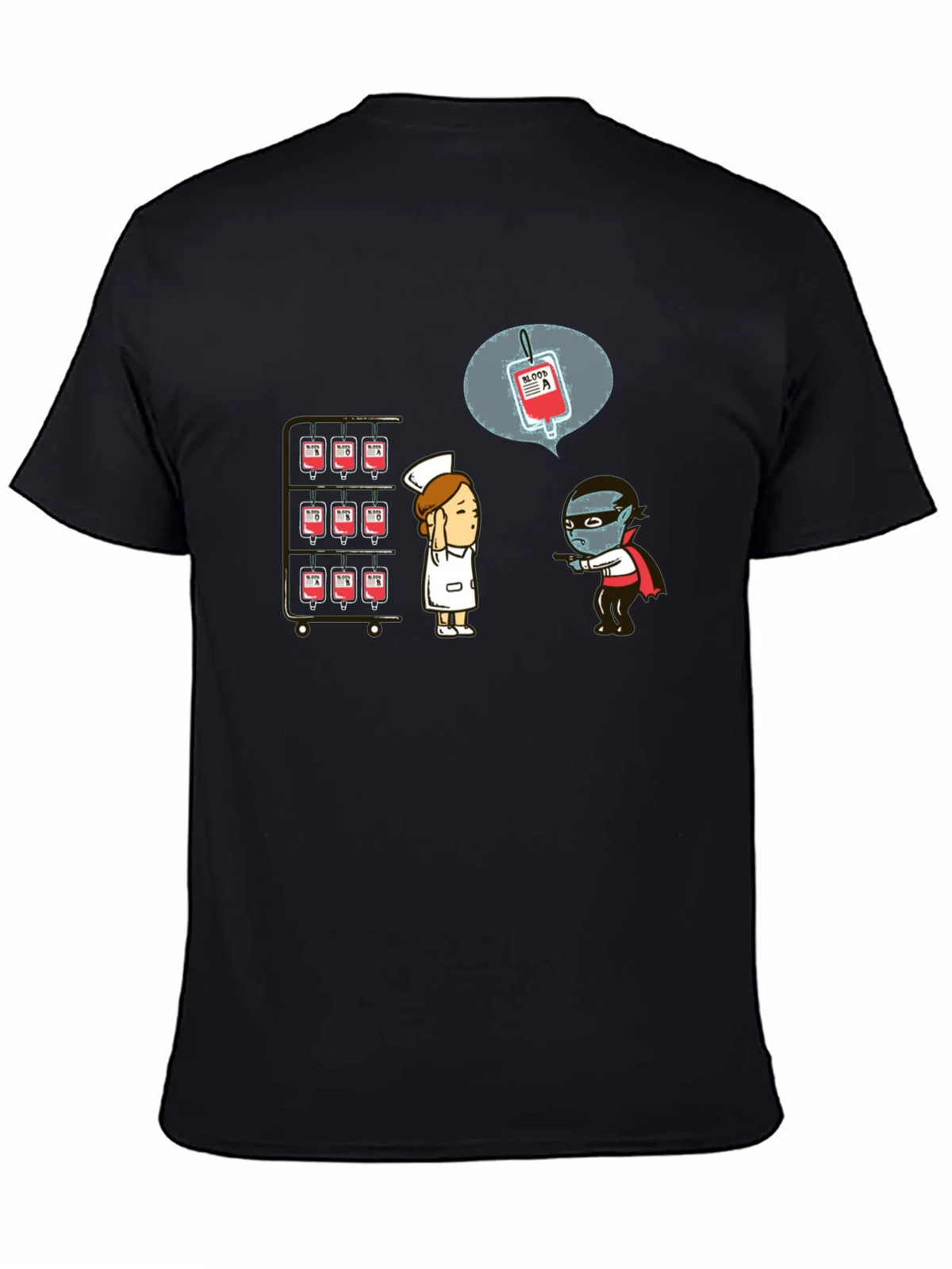 Blood Type Vampire Humor Black T-Shirt product image 4