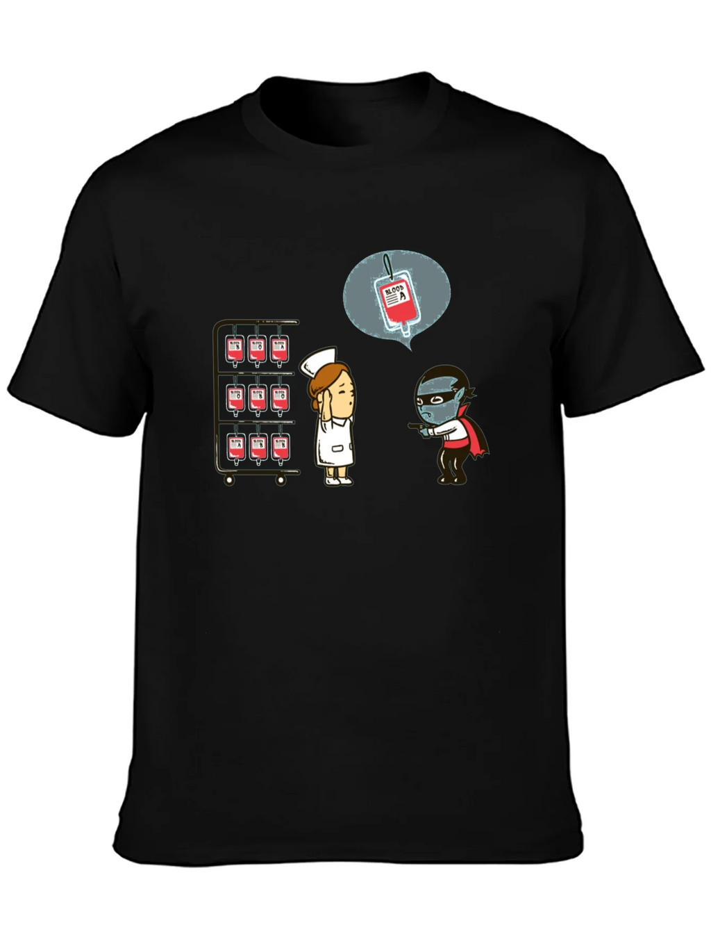 Blood Type Vampire Humor Black T-Shirt product image 3