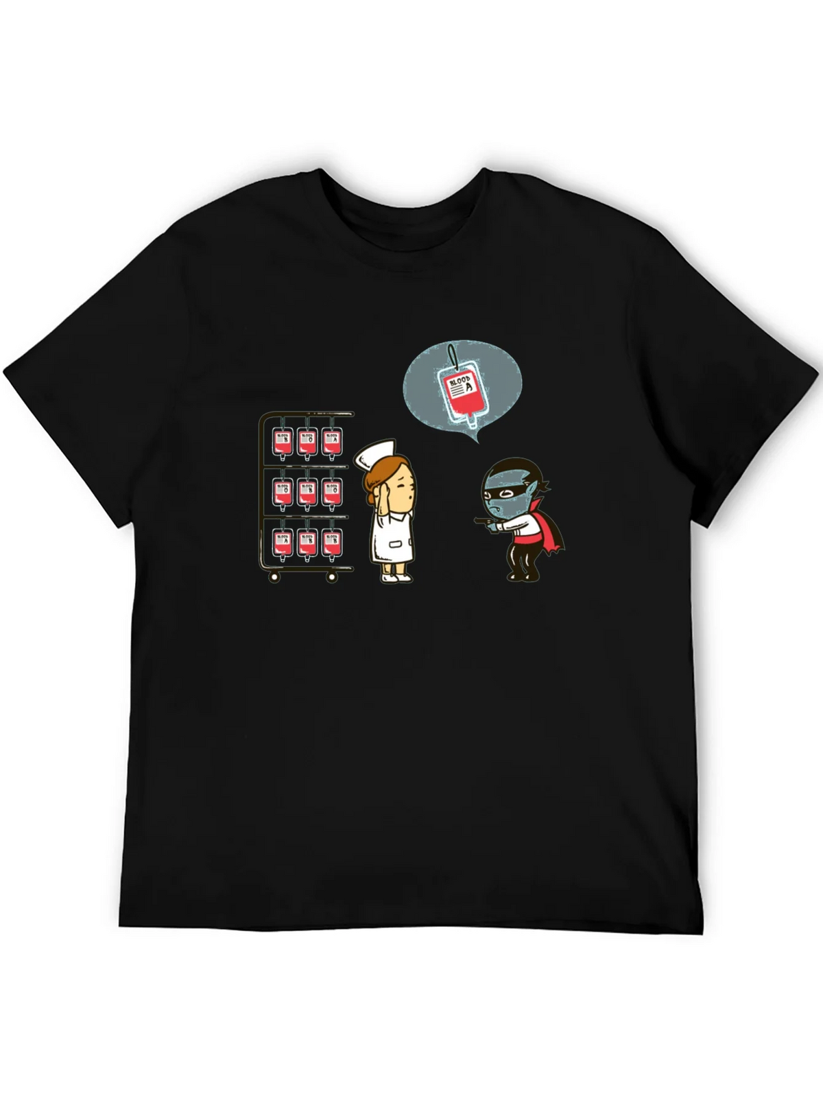 Blood Type Vampire Humor Black T-Shirt product image 5