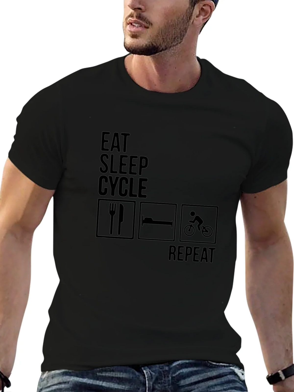 Eat Sleep Cycle Repeat Mens T-Shirt product image 6