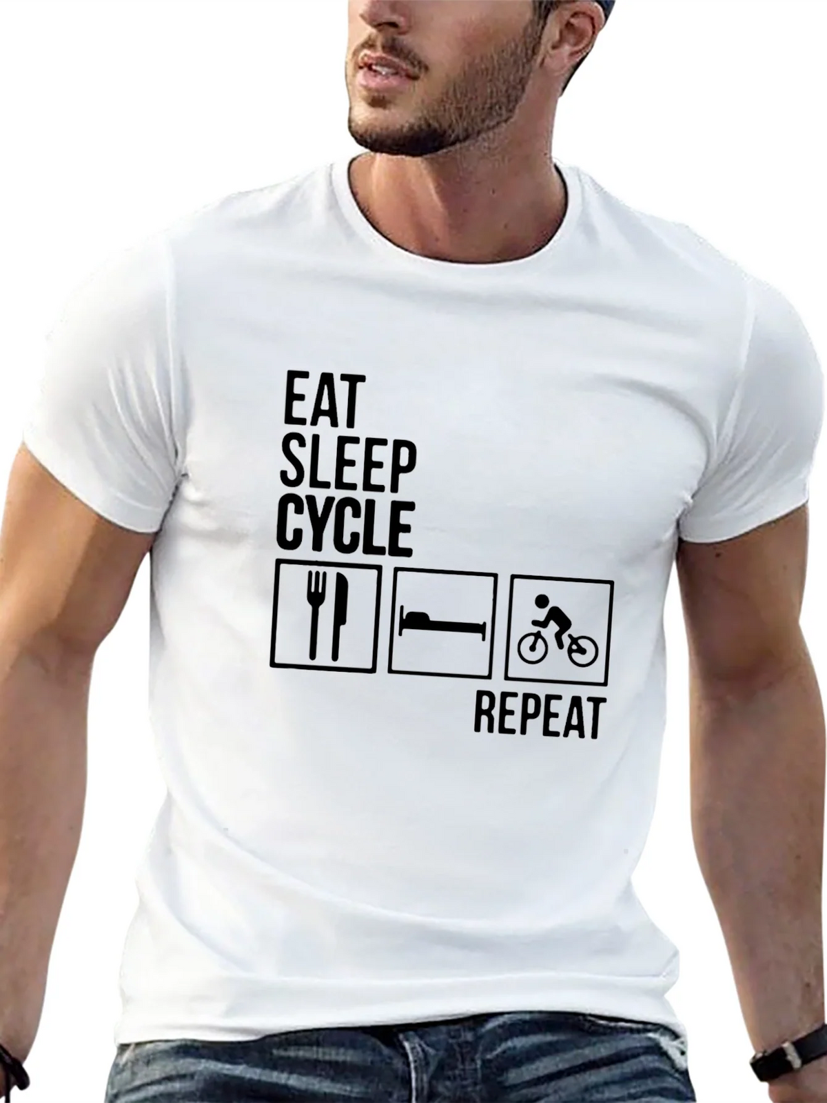 Eat Sleep Cycle Repeat Mens T-Shirt product image 12