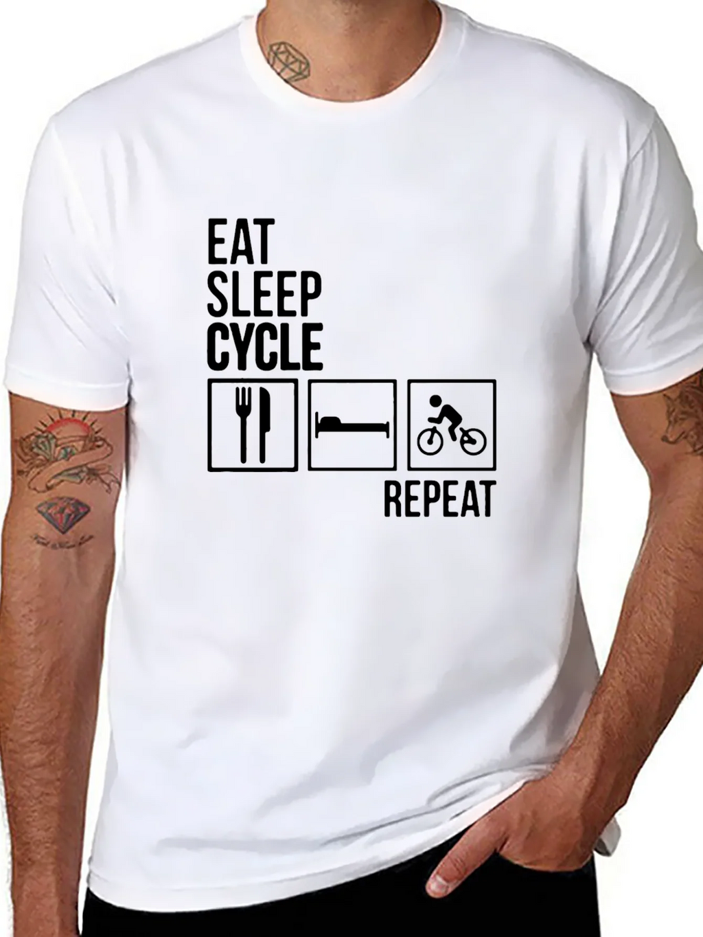 Eat Sleep Cycle Repeat Mens T-Shirt product image 7