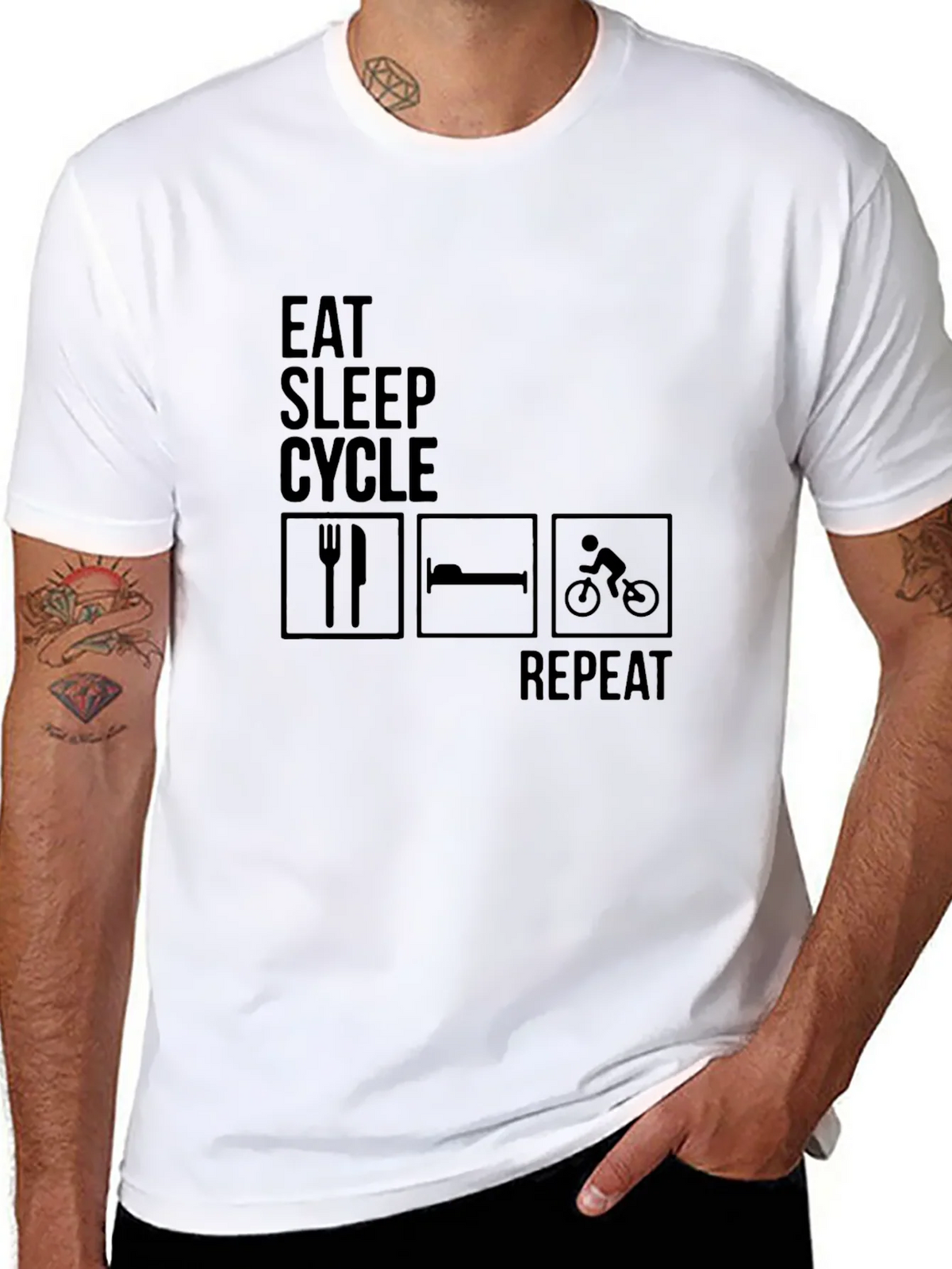 Eat Sleep Cycle Repeat Mens T-Shirt product image 7