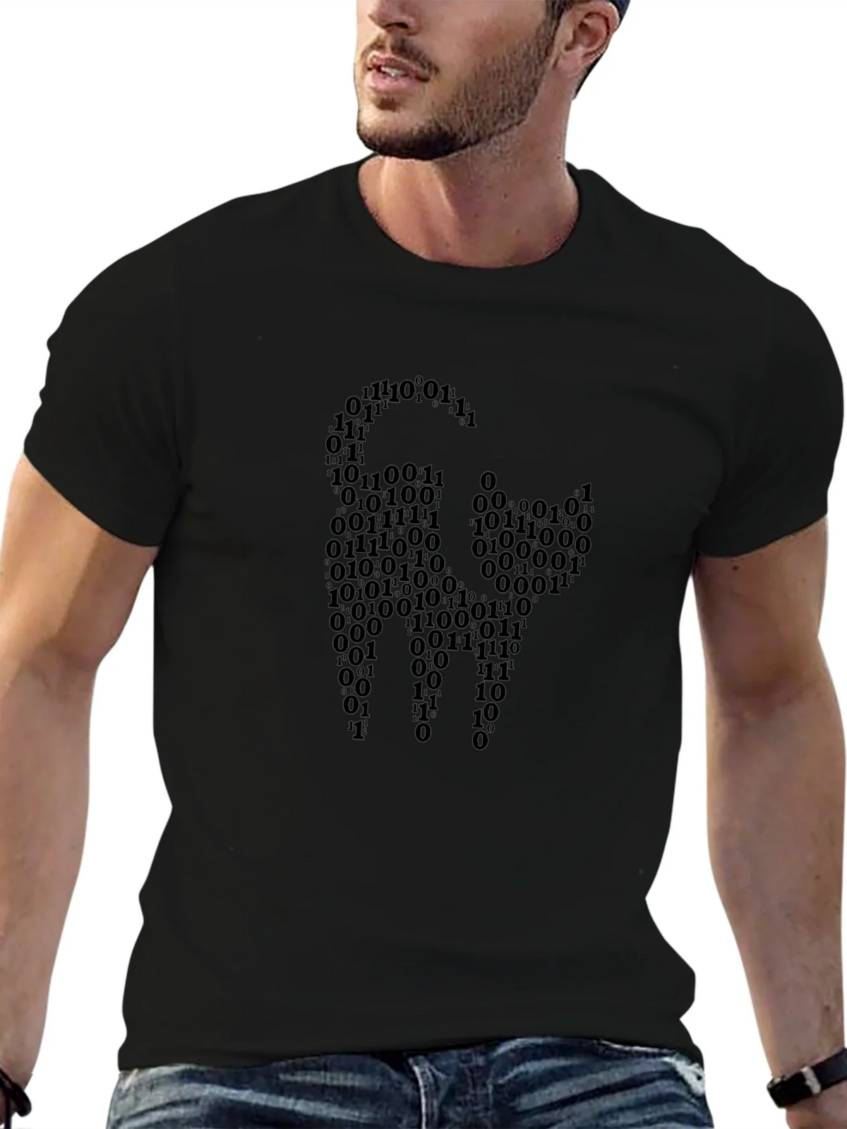 Binary Code Cat Graphic T-Shirt - Black product image 3