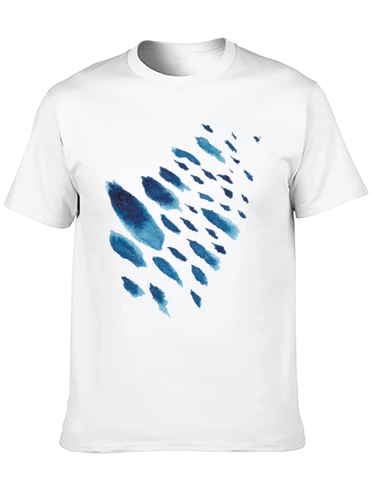 Mens Black T-Shirt with Blue Watercolor Design product image 9