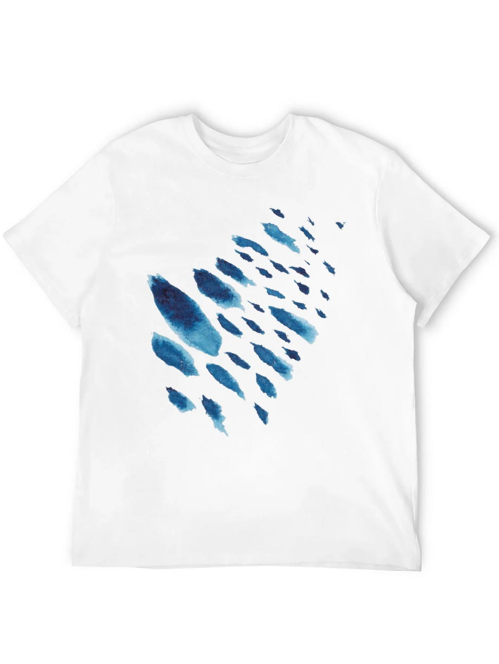 Mens Black T-Shirt with Blue Watercolor Design product image 11