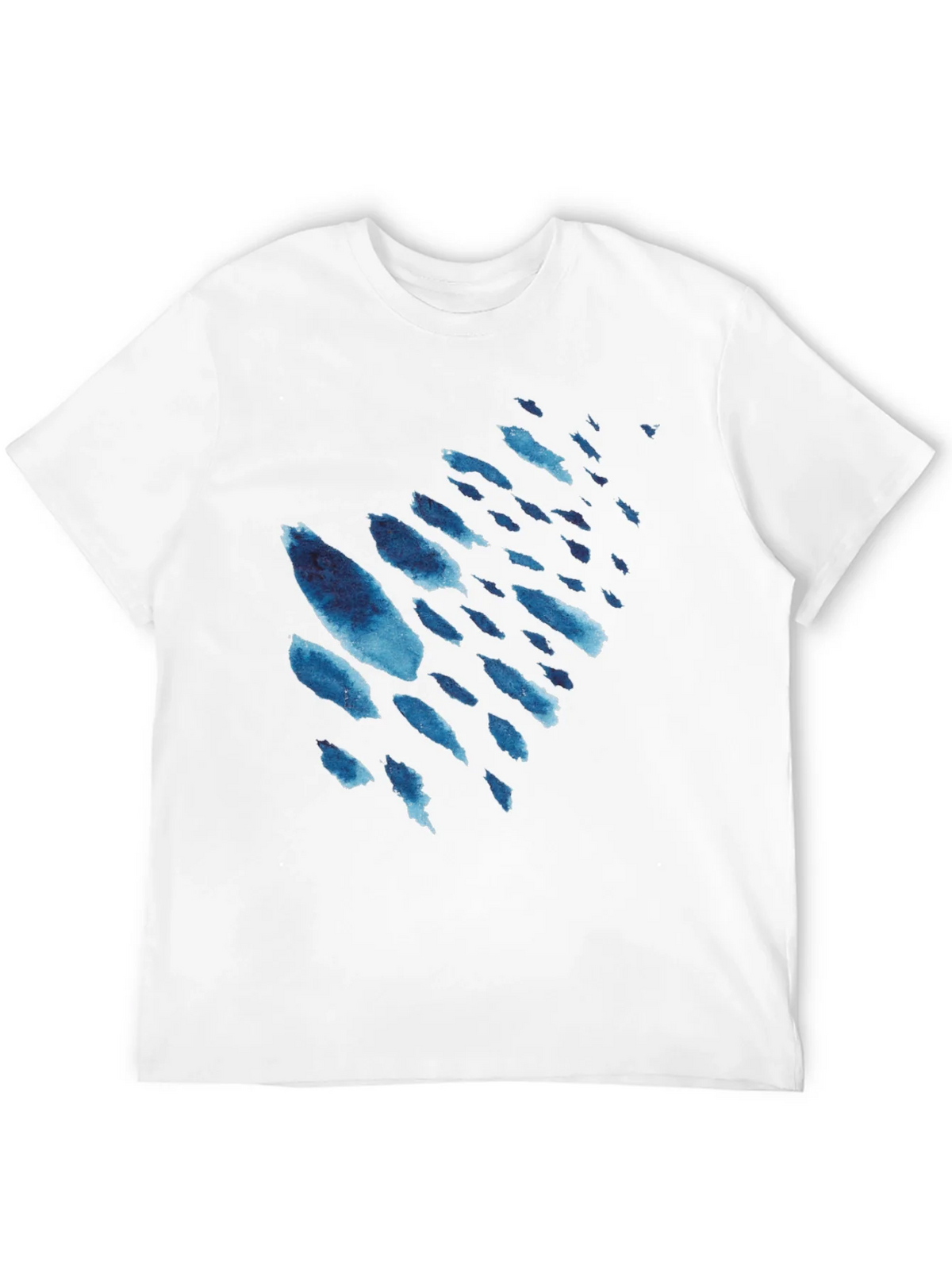 Mens Black T-Shirt with Blue Watercolor Design product image 11