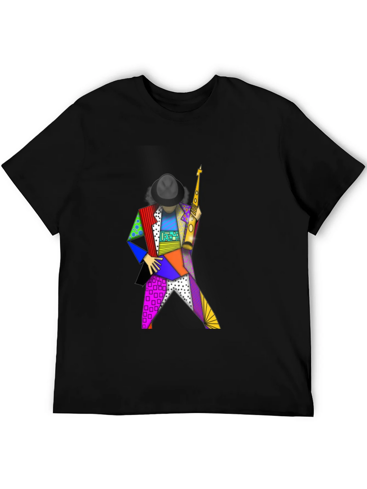 Geometric Sax Player Graphic Tee - Stylish Musicians Shirt product image 5