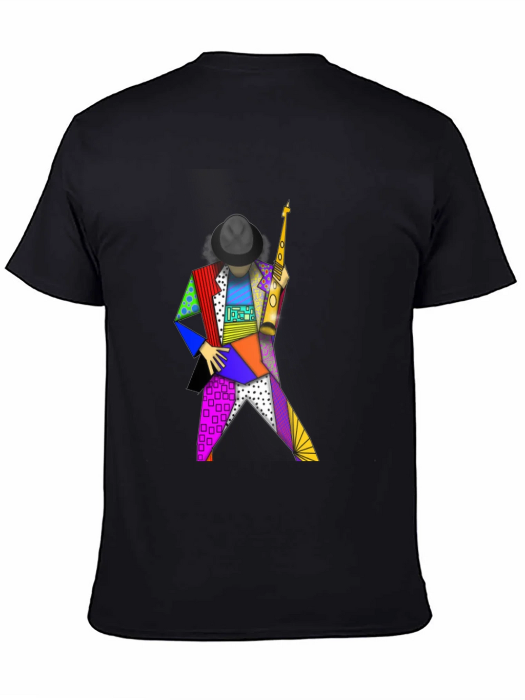 Geometric Sax Player Graphic Tee - Stylish Musicians Shirt product image 4