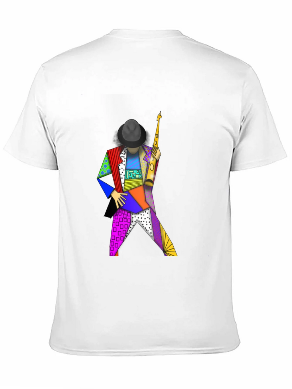 Geometric Sax Player Graphic Tee - Stylish Musicians Shirt product image 10