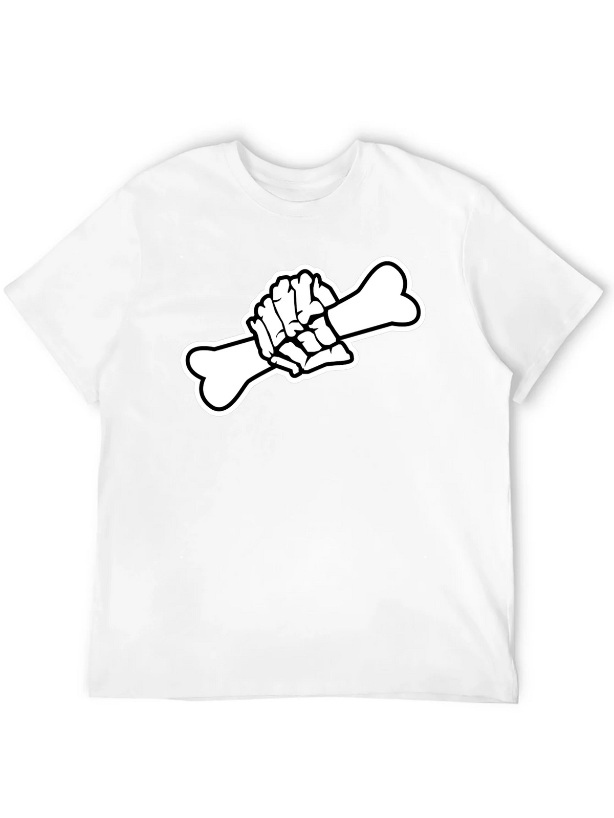 Black T-Shirt with Skeleton Hand Holding Bone Graphic product image 11