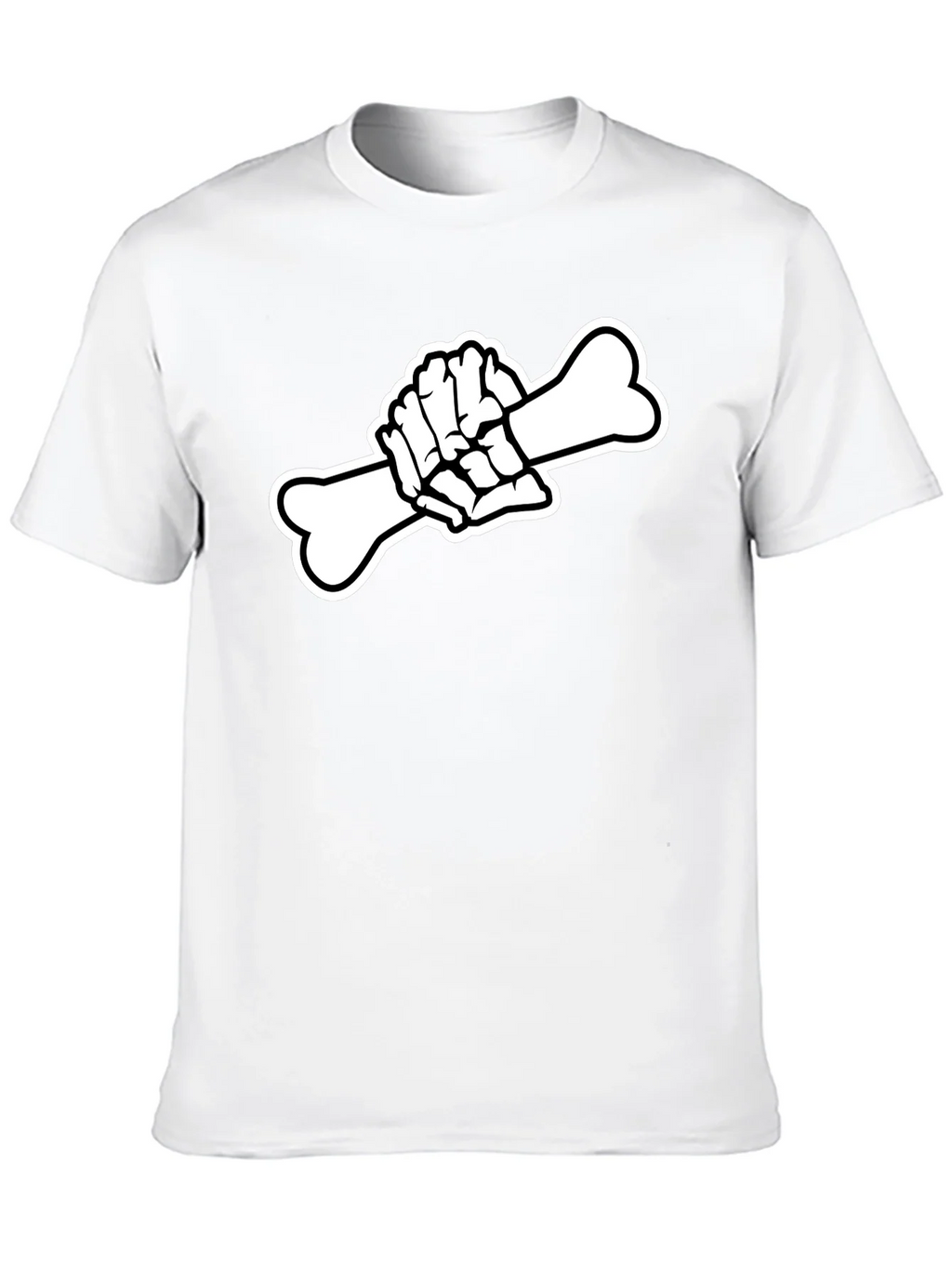Black T-Shirt with Skeleton Hand Holding Bone Graphic product image 9