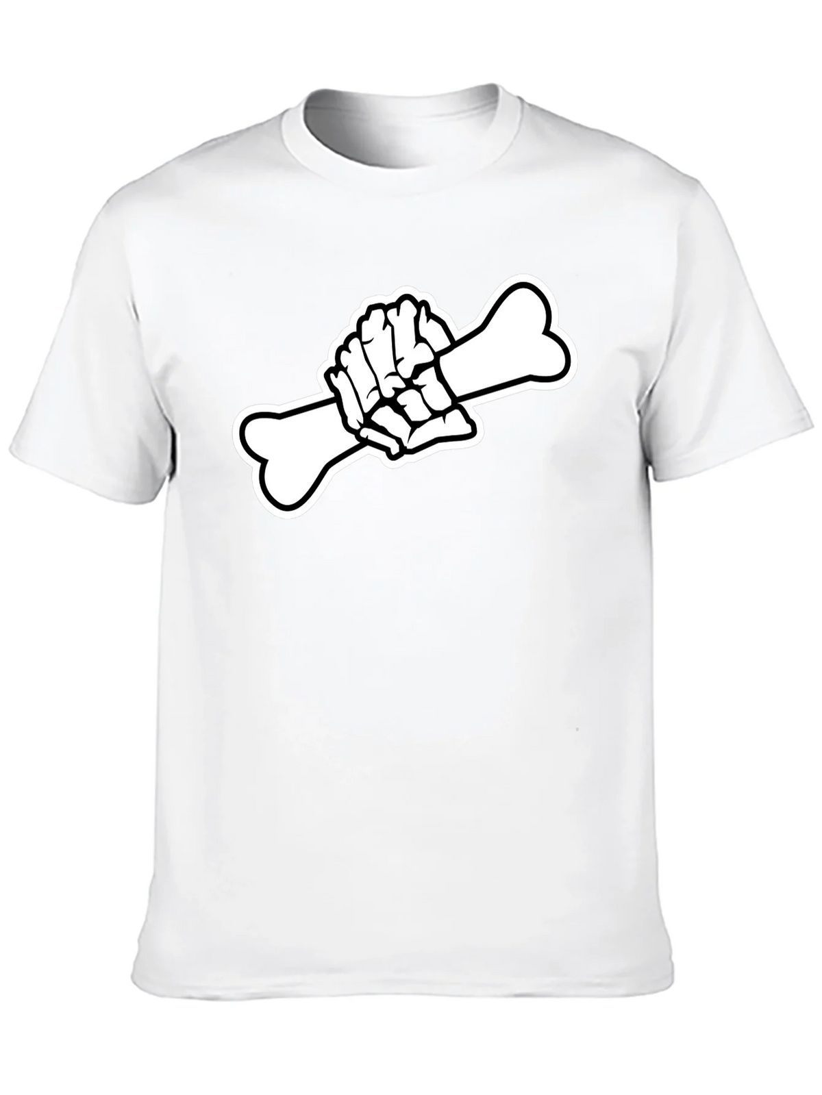 Black T-Shirt with Skeleton Hand Holding Bone Graphic product image 9