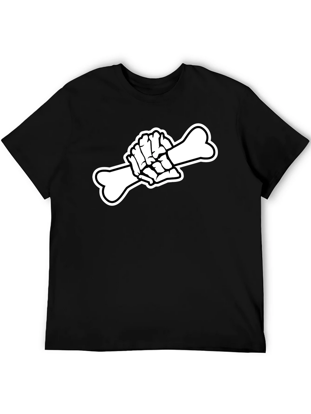 Black T-Shirt with Skeleton Hand Holding Bone Graphic product image 5
