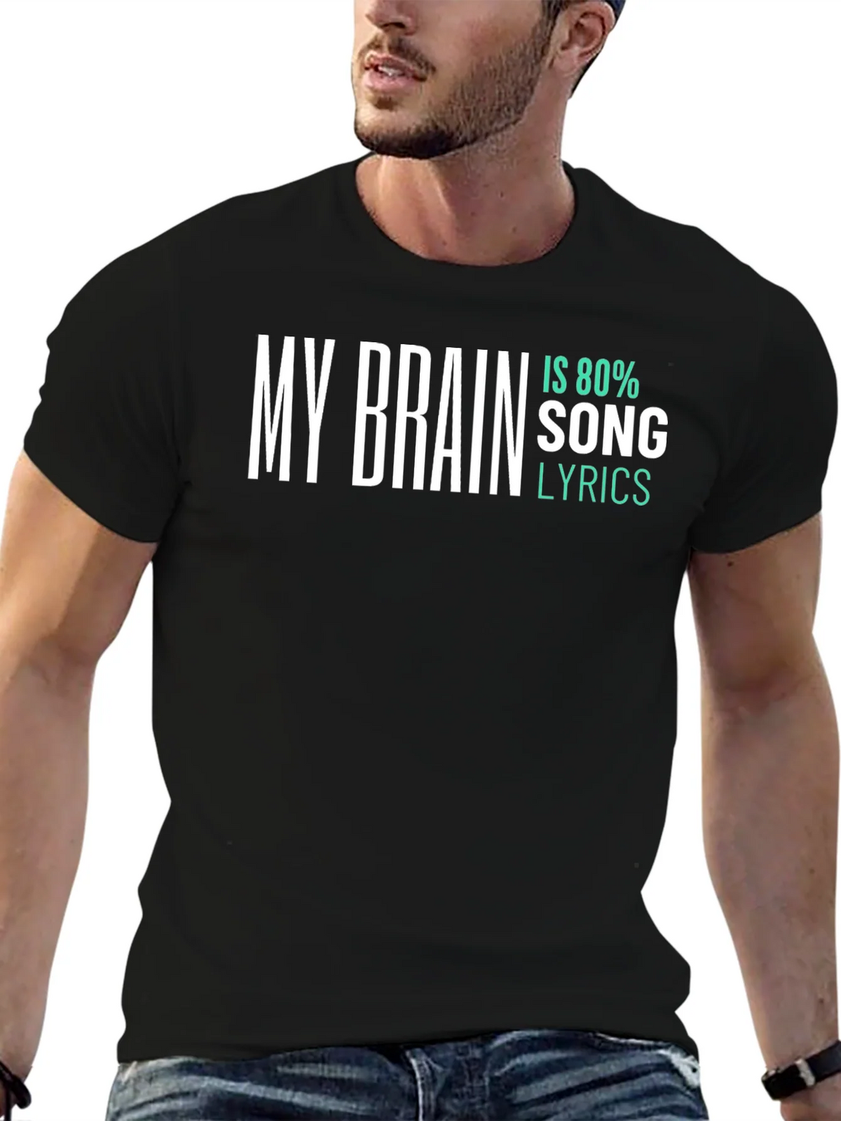 My Brain Is 80% Song Lyrics T-Shirt product image 6