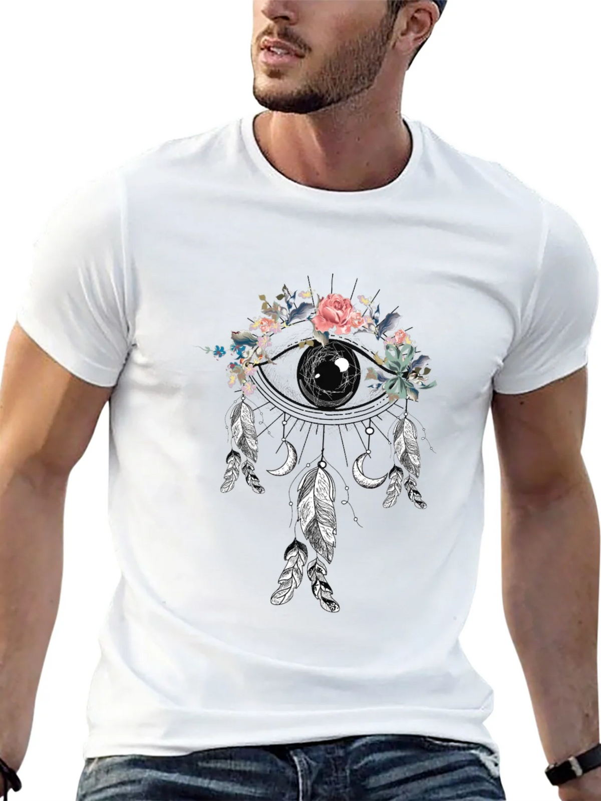 Floral Dreamcatcher Graphic Tee - Black product image 12