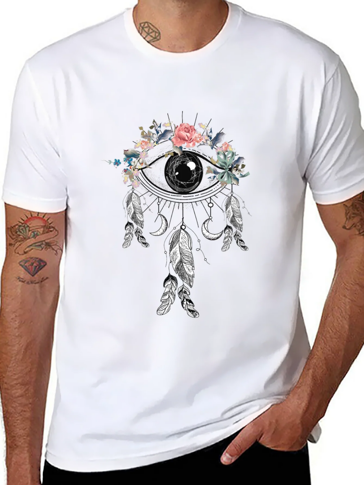 Floral Dreamcatcher Graphic Tee - Black product image 7