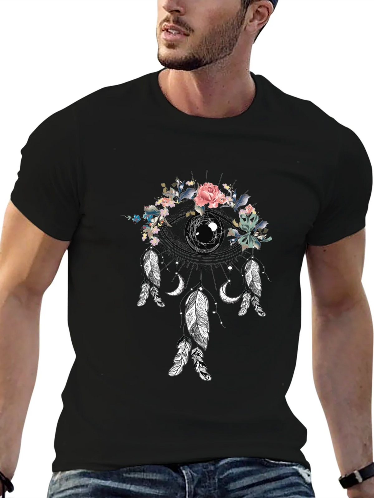 Floral Dreamcatcher Graphic Tee - Black product image 6