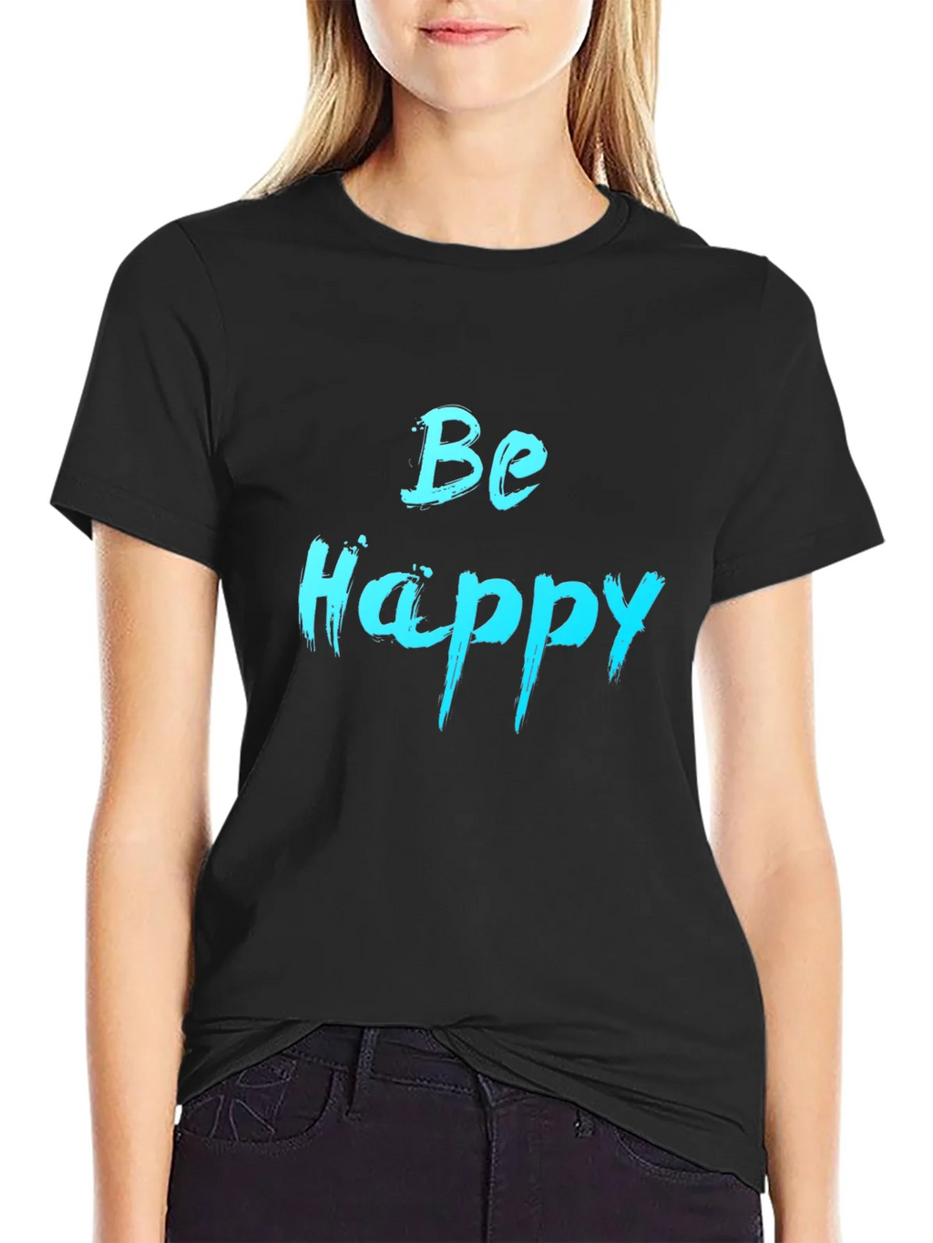 Be Happy Graphic Tee - Black Cotton Comfort product image 2