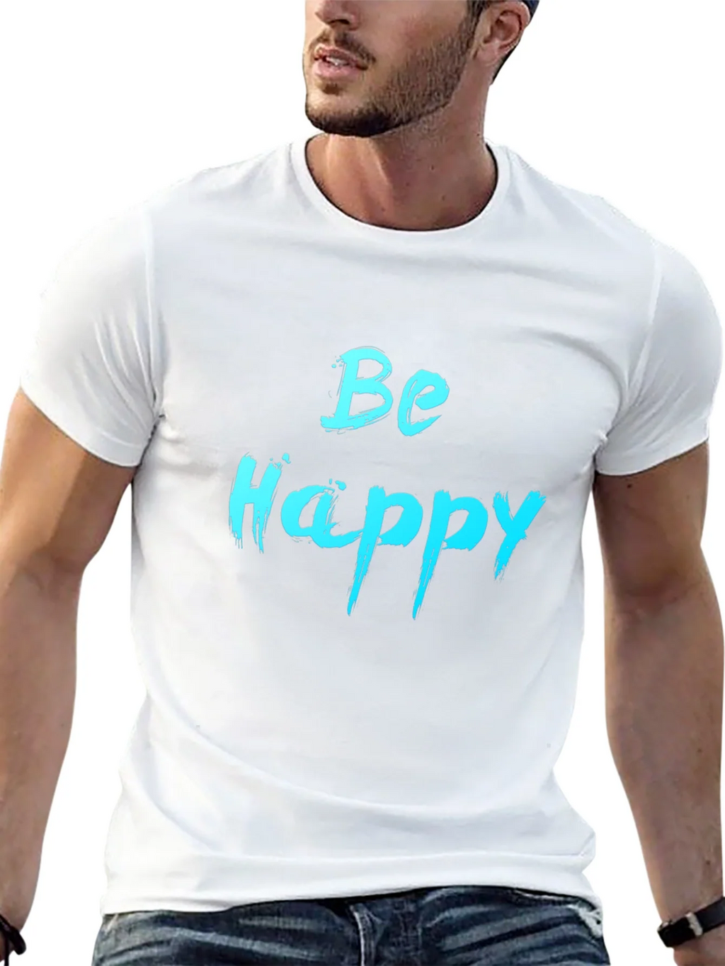 Be Happy Graphic Tee - Black Cotton Comfort product image 12